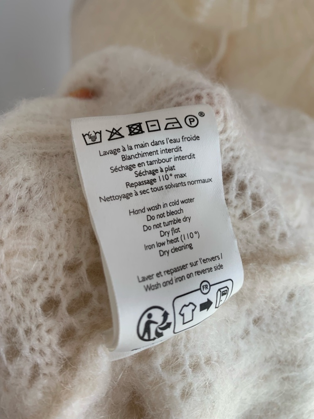 🇫🇷 Sezane Ecru Openwork Mohair-Blend Cropped Cardigan - Picture 11 of 12